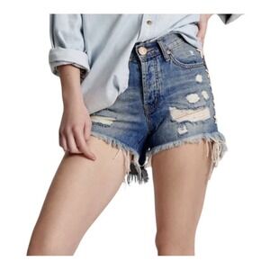 One Teaspoon Jean Shorts Women 26 Blue Cutoff Distressed‎ summer Vacation New